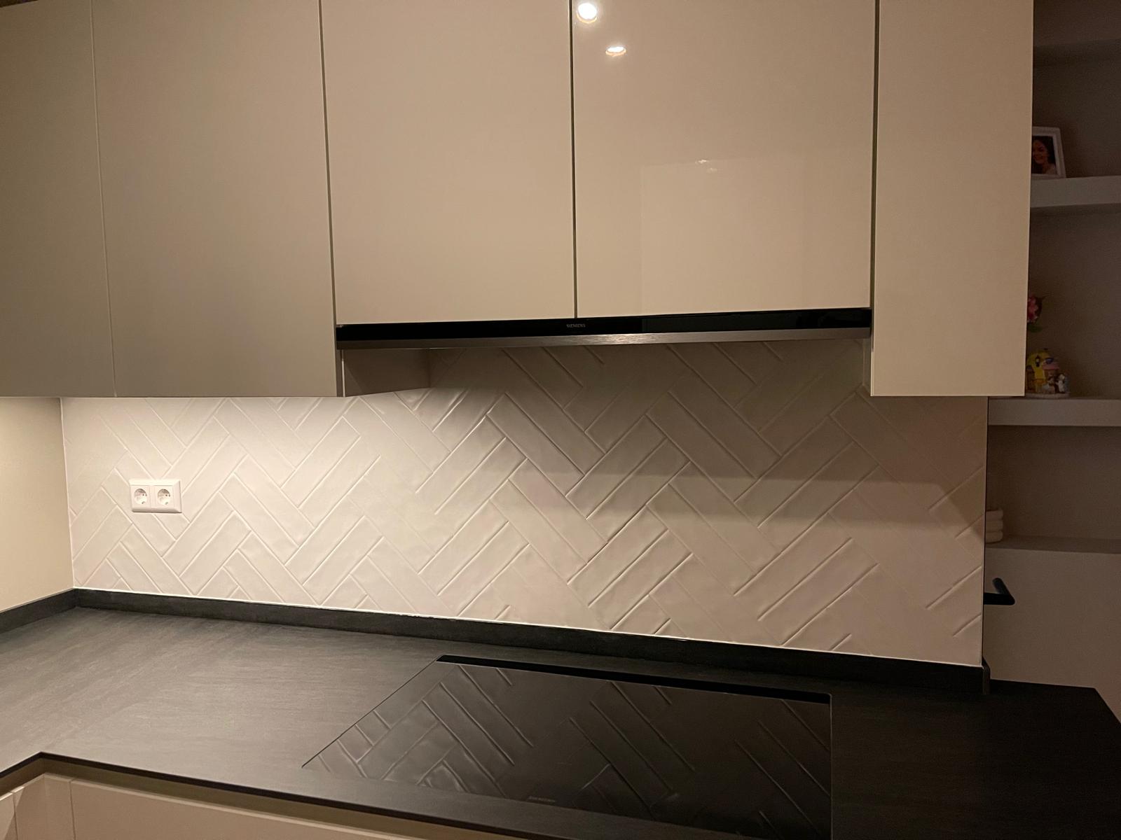 Keukenachterwand in strak verband